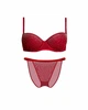 Комплект белья со стразами Victoria's Secret Pink бюстгальтер и трусики бикини 1161257611 (Красный 36A/M) - изображение 1