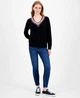 Женский свитер Tommy Hilfiger с текстурным вырезом 1159863531 (Черный S) - изображение 2