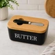 Масленка керамическая для масла с крышкой и ножом "Butter", 500 мл, Черный - изображение 1
