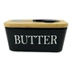 Масленка керамическая для масла с крышкой и ножом "Butter", 500 мл, Черный - изображение 2