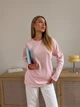 Жіночий бавовняний лонгслів оверсайз із необробленим краєм Flawless Femme, Рожевий One Size Oversize - зображення 1