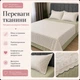 Комплект постельного белья Mency Home Collection из вареного хлопка Евро 200×230 см с кружевом, бело-салатовый с цветами - изображение 2