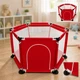 Дитячий манеж Malatec 126×109×65.5 см зі сталевим каркасом, тканиною Oxford 210D, сітчастими стінками, навантаженням до 50 кг, складаною конструкцією червоний - изображение 1