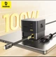 Мережевий зарядний пристрій Baseus Super GaN Desktop Charger 100W 3×USB-C USB-A вбудований кабель Type-C Black - изображение 4