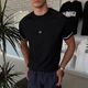 Чоловіча футболка BOSS M чорна з контрастними смугами на рукавах та логотипом Premium Casual - зображення 3