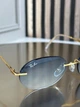 Солнцезащитные очки Ray-Ban RB3767 золото, голубая градиентная линза, безободковые, овальные, унисекс, - изображение 3