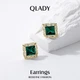 Серьги-гвоздики Qlady серебряные с зеленым камнем женские - изображение 12