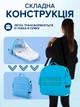 Портативная дорожная кроватка-сумка для малышей 95×45×40 см, складная люлька с матрасом, москитной сеткой и игрушками, голубая - изображение 3