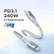 Кабель USB 3.1 Type-C M-M, 1 м, 240W （5A）синій, L534 UGREEN - зображення 3