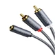 Кабель AUX Audio TRS - RCAx2 M/F 1.0м UGREEN AV102 Сірий - зображення 2