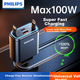 Автомобильное зарядное устройство Philips 100 Вт с выдвижным кабелем, 4 порта, для iPhone 16/17 и Huawei - изображение 2
