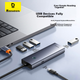 Док-станция расширения Baseus USB 3.0, разветвитель для зарядки и подключения к хабу, универсальный адаптер-конвертер для ноутбуков Huawei и Lenovo, автомобильное крепление, 50 см. - изображение 5