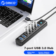USB-концентратор ORICO 3.0, 7-портовая док-станция расширения, удлинительный кабель-концентратор с усилителем, преобразователь One-To с разъемом питания, многопортовое расширение для ноутбуков и настольных компьютеров, PW7U-U3 - изображение 10