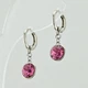 Серьги подвески с кристаллами Swarovski 45575 размер 25х9 мм цвет розовый вес 2.7 г позолота Белое Золото - изображение 3