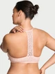 Гладкий комплект белья Victoria's Secret лиф Push-Up с кружевом и трусики тонг 1161227960 (Розовый 34A/S) - изображение 3