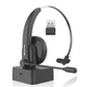 Бездротова Bluetooth-гарнітура Opptel BH63S з поворотним мікрофоном та USB-ресивером 2.4G (Чорний) - зображення 1