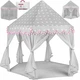 Игровой шатер Kruzzel детский для девочек 123x123x140 см с декоративными помпонами шестигранный домик для дома и улицы - изображение 1