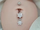 Золотая серьга-пирсинг Цветы с фианитами. 360090Б - изображение 2