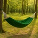 Гамак двухместный подвесной садовый с короткими планками для отдыха WCG Hygge XXL 200х150 см хлопок и полиэстер с чехлом Зеленый - изображение 4