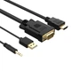 Kabel Orico XD‑VATH VGA i miniJack 3.5 mm na HDMI Full HD 60 Hz z zasilaniem USB 5 m Black (6936761873635) - obraz 3