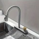 Смеситель для кухни Mixxus FOL-014 Graphite (цвет графит) с выдвижной лейкой и функцией "водопад" из нержавеющей стали - изображение 1