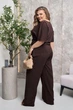 Костюм жіночий брючний із блузою на запах Armani 22660 54-56 Шоколадний - изображение 3
