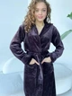 Теплый женский халат с поясом и капюшоном XL темно сливовый (DO2590/4) - изображение 2