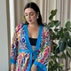 Женская длинная этническая туника с поясом больших размеров one size Разные цвета (SW657) - изображение 2