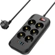 Мережевий фільтр-подовжувач СolorWay 6 розеток / 4USB (Type-C 2PD20W + 3USB QC3.0) (20W) 2 м Black (CW-CHE64PDB) - зображення 1
