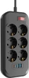 Мережевий фільтр-подовжувач СolorWay 6 розеток / 4USB (Type-C 2PD20W + 3USB QC3.0) (20W) 2 м Black (CW-CHE64PDB) - зображення 4