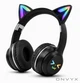 Беспроводные наушники Onvyx BT612I с кошачьими ушками, RGB-подсветкой, Bluetooth 5.3, FM-радио, MicroSD, AUX, складные Black - изображение 1