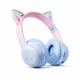 Беспроводные наушники Onvyx BT612I с кошачьими ушками, RGB-подсветкой, Bluetooth 5.3, FM-радио, MicroSD, AUX, складные Blue-Pink - изображение 4