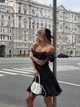 Легка, шифонова сукня з рюшами та пишною спідницею мод ПУР - 060, Чорний, 46-48 - зображення 1