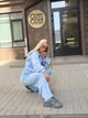 Велюровий костюм, з топу, штанів та худі мод КРІС - 1321, блакитний, 42-44 - зображення 2
