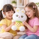 Плюшевый дышащий зайчик-ананас 30 см музыкальная мягкая игрушка кролик с имитацией дыхания, ананасный зайка на батарейках - изображение 2