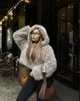 Шубка светло-серая с капюшоном - Classyme - S - Светлый - (32sh-grey) - изображение 3