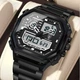 Чоловічий спортивний тактичний годинник Poedagar Dual Black - изображение 1