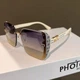Женские солнцезащитные очки FashionShades, бежево-синие - изображение 4