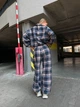 Костюм женский прогулочный в клетку синего цвета 39123 42/48 - изображение 7