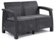 Садовий диван 2-місний Keter Corfu Love Seat графіт (258973) — пластиковий ротанг для тераси та балкона - изображение 1