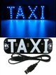 Яркая светодиодная табличка TAXI такси с кнопкой 19 х 6.3см и USB универсальная авто подсветка на лобовое стекло на присосках. Цвет синий - изображение 2