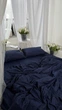 Комплект постельного белья DARK BLUE (синий, однотонный) Евро 200х220 см - изображение 2