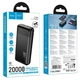 Павербанк Hoco 20000mAh 22.5W Павербанк Hoco J159A Essence зі швидкою зарядкою, Портативний зовнішній акумулятор, порти 2USB/1Type-C/1Micro, LED-індикатор Чорний - зображення 8