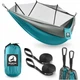Туристический гамак Mountain Goat 270 x 140 см с москитной сеткой, одноместный, подвесной Grey/Turquoise (P-5905973408011) - изображение 1