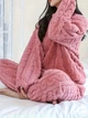 Піжама жіноча з флісу рожева Oversize S-L 040002 - зображення 4