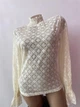 Прозора ажурна кофтинка з акцентним комір та рукавами Honey Fashion Accessories S/М бежевий (10-147) - зображення 3