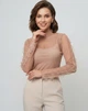 Прозора кофтинка в ромбики з декоративними рукавами Honey Fashion Accessories XS/S кавовий (10-144) - зображення 1