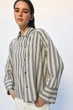 Смугаста сорочка zw collection оверсайз Zara 9479/008 M Бежева (09479008091М) - изображение 6