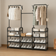 Стойка вешалка напольная металлическая с крючками полками для хранения одежды вещей обуви 164х137х26 см (484298-Prob) Черная - изображение 2