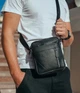 Мужская кожаная сумка через плечо 18х21х7 барсетка для документов Tiding Bag M38-10131A Черная - изображение 3